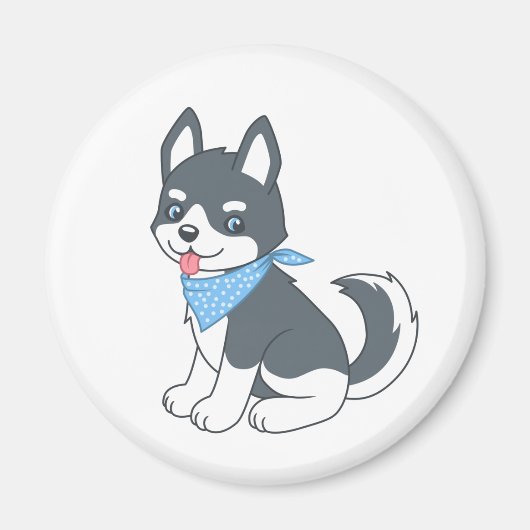 Cute Cartoon Husky Puppy Dog Magneet (Voorkant)