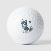 Cute Cartoon Husky Puppy Dog Monogram Initial Golfballen (Voorkant)