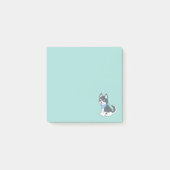 Cute Cartoon Husky Puppy Dog on Green Post-it® Notes (Voorkant)