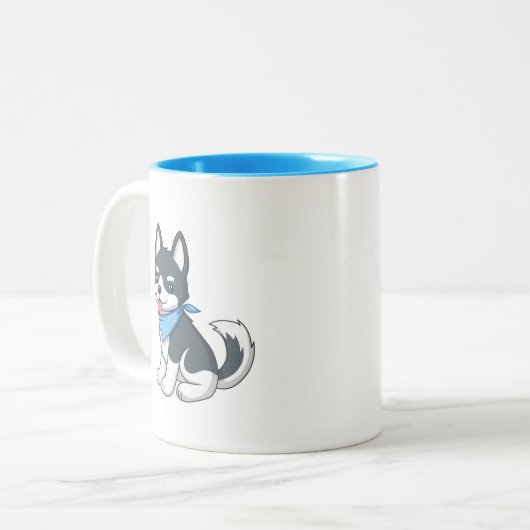 Cute Cartoon Husky Puppy Dog Tweekleurige Koffiemok (Voorkant links)