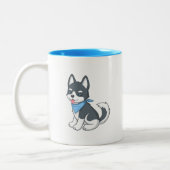 Cute Cartoon Husky Puppy Dog Tweekleurige Koffiemok (Links)