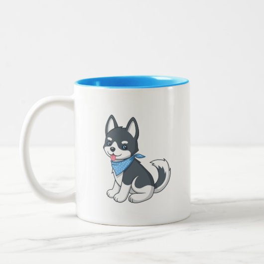 Cute Cartoon Husky Puppy Dog Tweekleurige Koffiemok (Links)