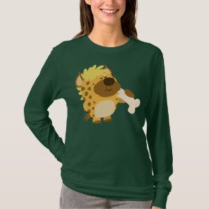 Cute Cartoon Hyena Crushing a Bone Women T-Shirt