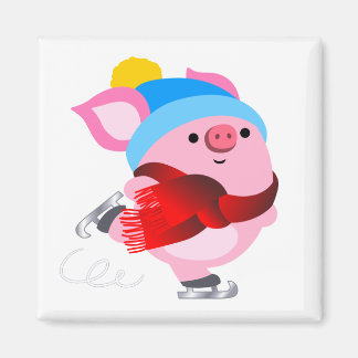 Cute Cartoon Ice Skating Magnet