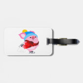 Cute Cartoon Ice Skating Pig Bagagelabel (Achterkant horizontaal)