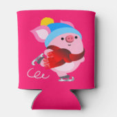 Cute Cartoon Ice Skating Pig Koelbox Blikjeskoeler (Achterkant)