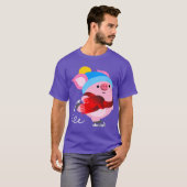 Cute Cartoon Ice Skating Pig T-Shirt (Voorkant volledig)