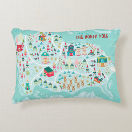 Cute Cartoon Illustrated North Pole Village Accent Kussen