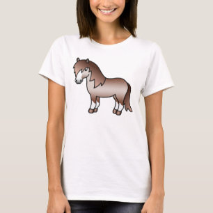 Cute Cartoon Illustratie van Rode Roan Shetlandpon T-shirt