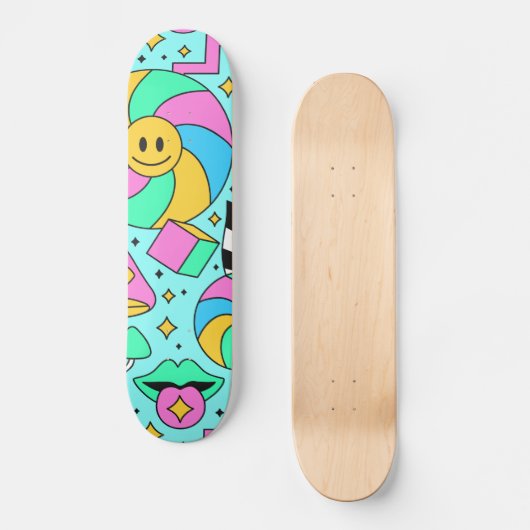 Cute Cartoon Illustration Skateboard (Voorkant)