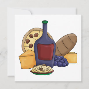 Cute Cartoon Italy Food Pasta Bread Wine Cheese
