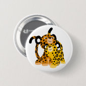 Cute Cartoon Jaguars in Love Button Badge (Voorkant /achterkant)