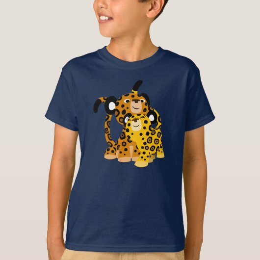 Cute Cartoon Jaguars in Love Children T-Shirt (Voorkant)