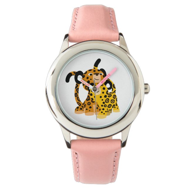 Cute Cartoon Jaguars in Love Watch Horloge (Voorkant)