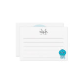 Cute Cartoon Jellyfish Custom Lined Monogram Notitiekaartje (Voorkant / Achterkant in situ)