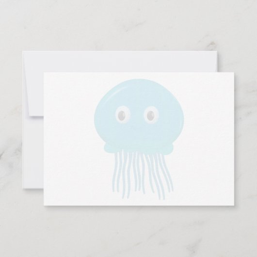 Cute Cartoon Jellyfish Custom Monogram Notitiekaartje (Achterkant)