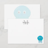 Cute Cartoon Jellyfish Custom Monogram Notitiekaartje (Voorkant / Achterkant)