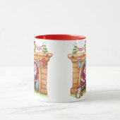 Cute Cartoon Jolly Santa Claus die de schoorsteen  Mok (Midden)