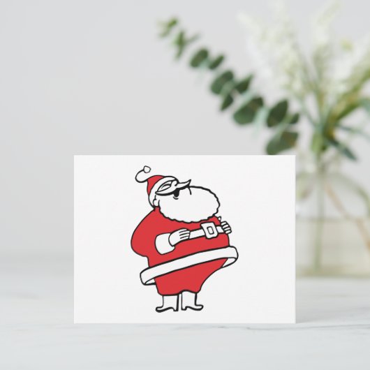 Cute Cartoon Jolly Santa Claus Laughing Ho Ho Ho Feestdagenkaart (Staand voorkant)