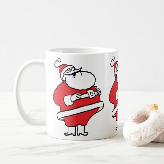 Cute Cartoon Jolly Santa Claus Laughing Ho Ho Ho Koffiemok (Met donut)