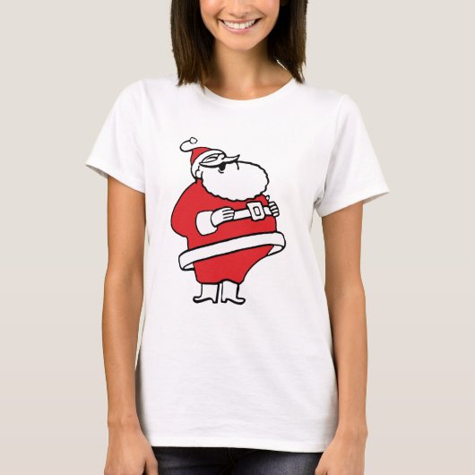 Cute Cartoon Jolly Santa Claus Laughing Ho Ho Ho T-shirt (Voorkant)