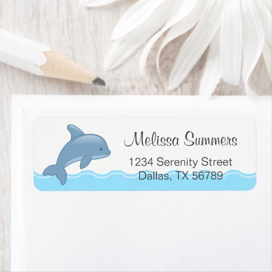 Cute Cartoon Jumping Dolphin Etiket (Insitu)