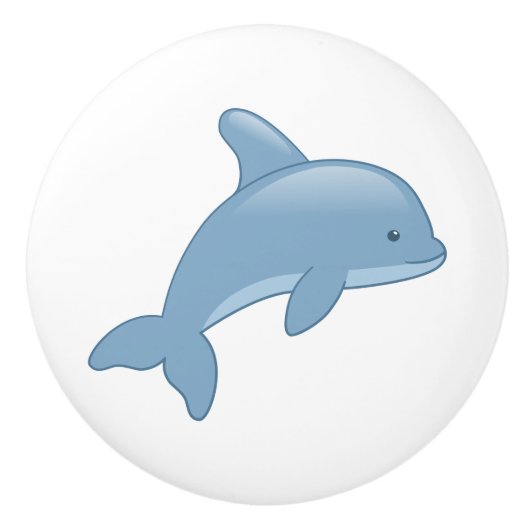 Cute Cartoon Jumping Dolphin Keramische Knop (Voorkant)