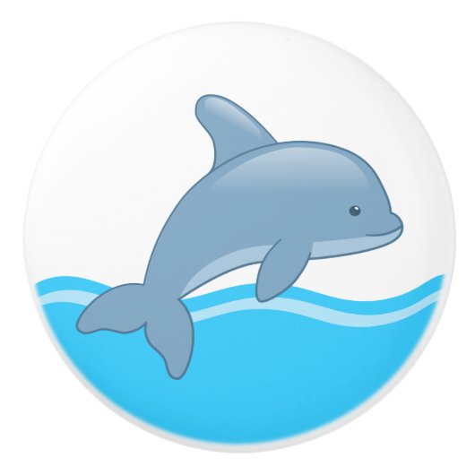 Cute Cartoon Jumping Dolphin Keramische Knop (Voorkant)