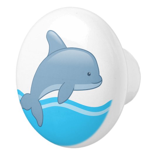 Cute Cartoon Jumping Dolphin Keramische Knop (Rechts)