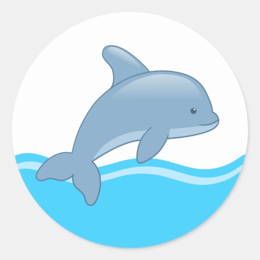 Cute Cartoon Jumping Dolphin Ronde Sticker (Voorkant)