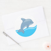 Cute Cartoon Jumping Dolphin Ronde Sticker (Envelop)