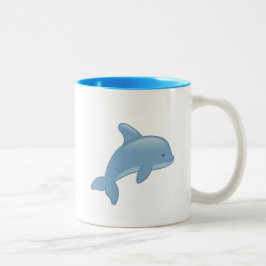 Cute Cartoon Jumping Dolphin Tweekleurige Koffiemok