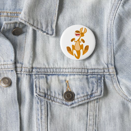 Cute Cartoon Jumping Kangaroo Button Badge (In situ)