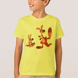 Cute Cartoon Kangaroo Dad and Son Children T-Shirt