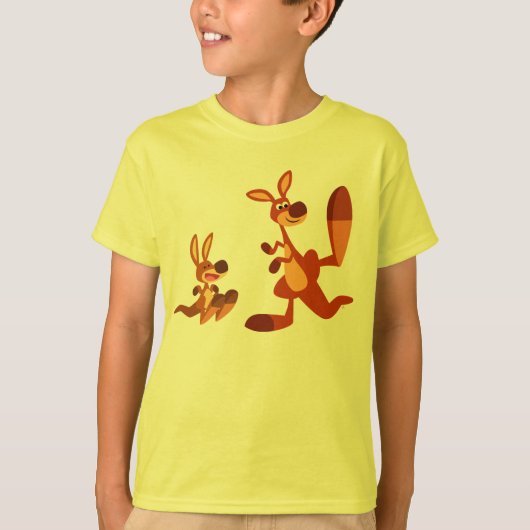Cute Cartoon Kangaroo Dad and Son Children T-Shirt (Voorkant)
