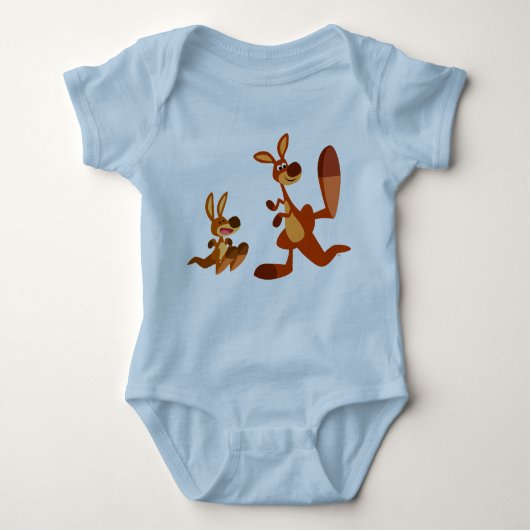Cute Cartoon Kangaroo Dad en Son Baby Apparel Romper (Voorkant)