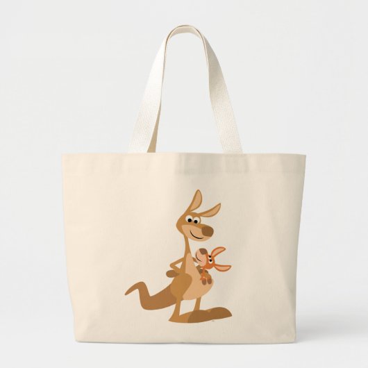 Cute Cartoon Kangaroo Mum en Joey Bag Grote Tote Bag (Voorkant)