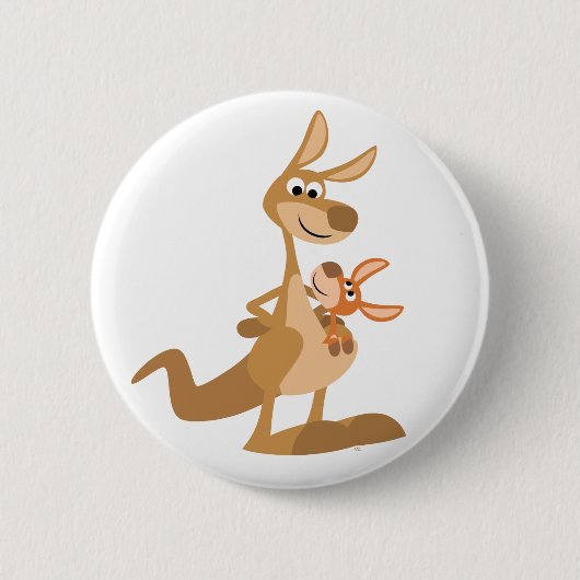 Cute Cartoon Kangaroo Mum en Joey Button Badge (Voorkant)