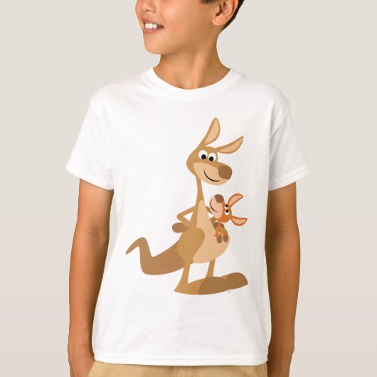 Cute Cartoon Kangaroo Mum en Joey Kinder T-Shirt (Voorkant)
