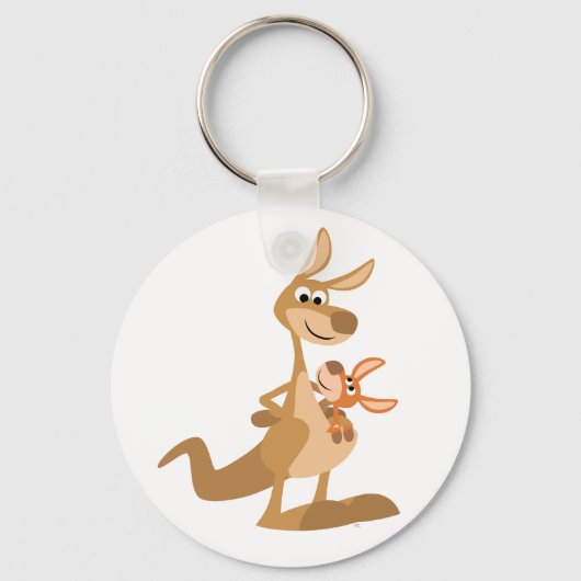 Cute Cartoon Kangaroo Mum en Joey Sleutelhanger (Voorkant)