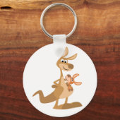 Cute Cartoon Kangaroo Mum en Joey Sleutelhanger (Voorkant)