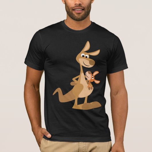 Cute Cartoon Kangaroo Mum en Joey T-Shirt (Voorkant)