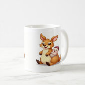 Cute Cartoon Kangaroo with Baby and Milk Bottle - Koffiemok (Voorkant rechts)