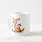 Cute Cartoon Kangaroo with Baby and Milk Bottle - Koffiemok (Voorkant links)