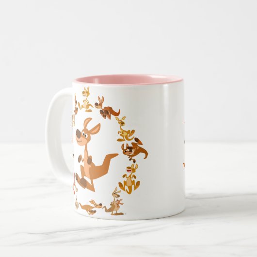 Cute Cartoon Kangaroos Mandala Mok (Voorkant links)