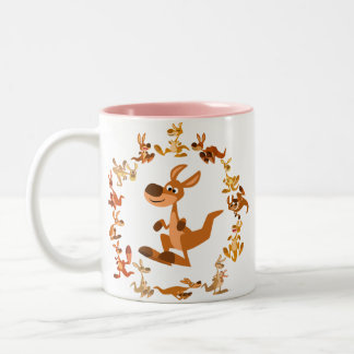 Cute Cartoon Kangaroos Mandala Mok