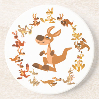 Cute Cartoon Kangaroos Mandala Onderzetter