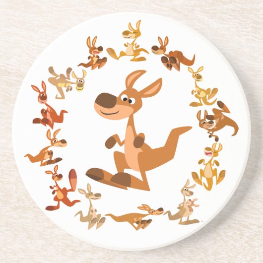 Cute Cartoon Kangaroos Mandala Onderzetter (Voorkant)