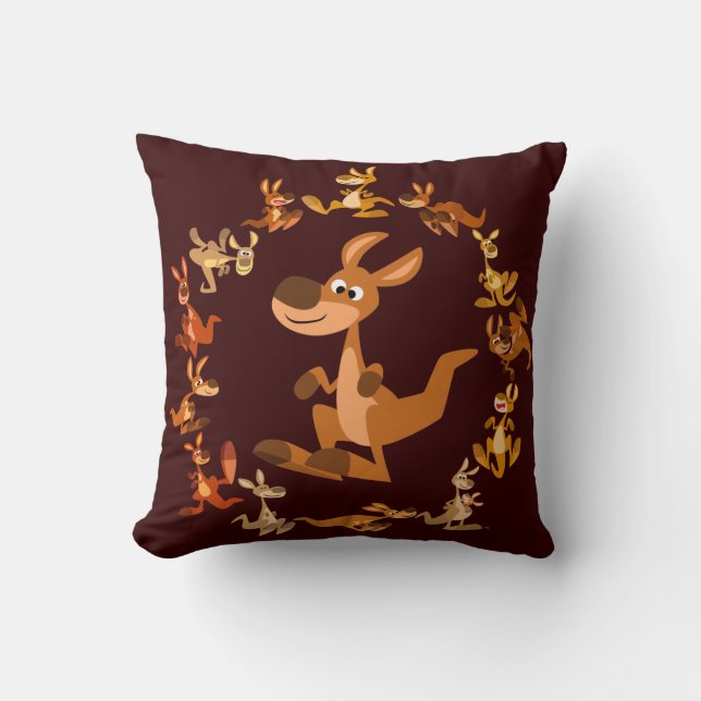 Cute Cartoon Kangaroos Mandala Pillow Kussen (Voorkant)