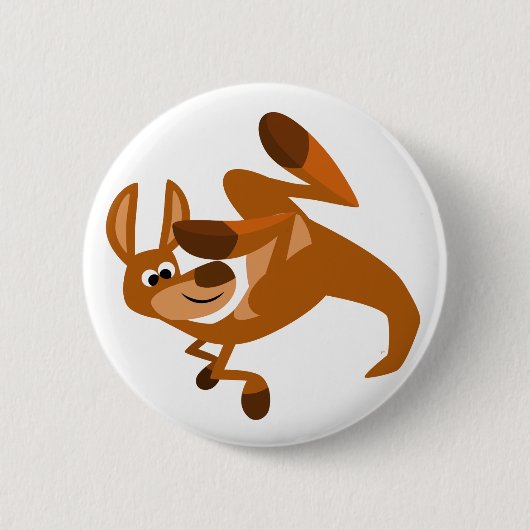 Cute Cartoon Kangaroo's Somersault Button Badge (Voorkant)